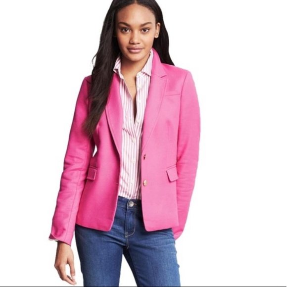 BANANA REPUBLIC Pink Fuchsia Textured Blazer - Picture 2 of 7